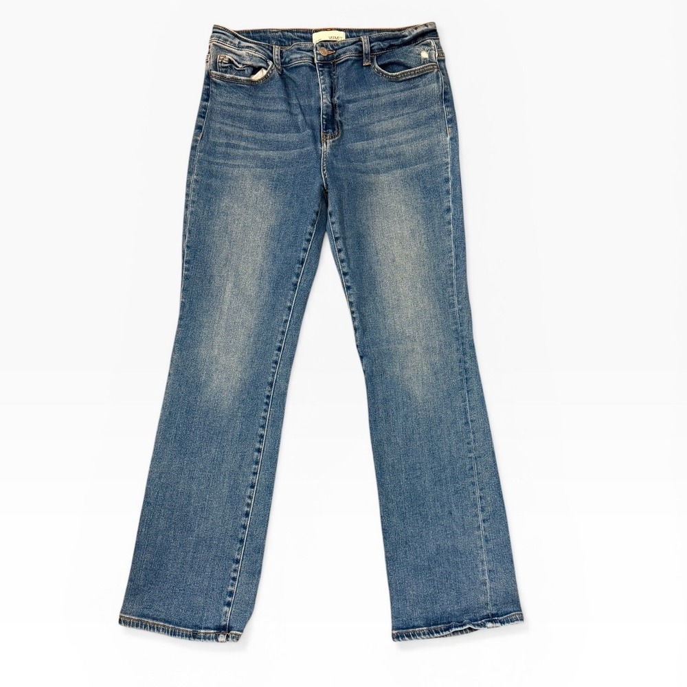 Vervet High Rise Flare Jeans Medium Wash Whiskered Size 32x30 Stretch Casual EUC